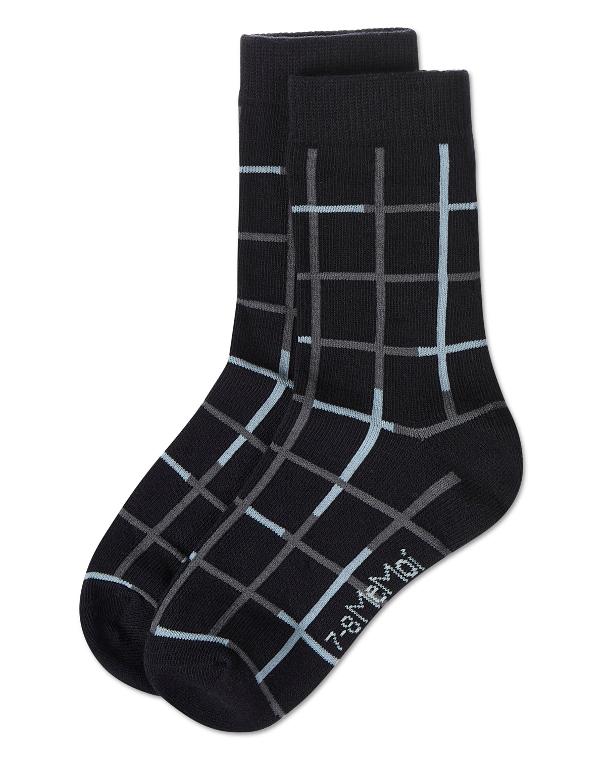 Boys Windowpane Plaid Cotton-Rich Fine-Gauge Crew Sock