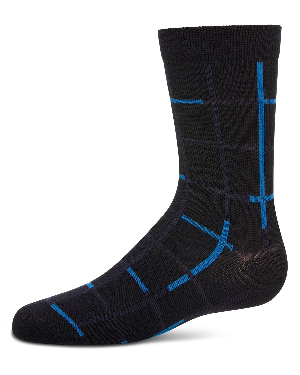 Boys Windowpane Plaid Cotton-Rich Fine-Gauge Crew Sock