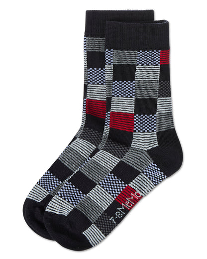 Checkerboard Boys Cotton Blend Crew Sock