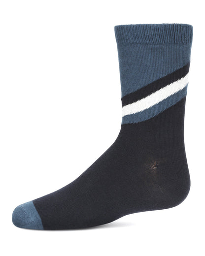 Boys' Geometric Diagonal Stripe Crew Socks