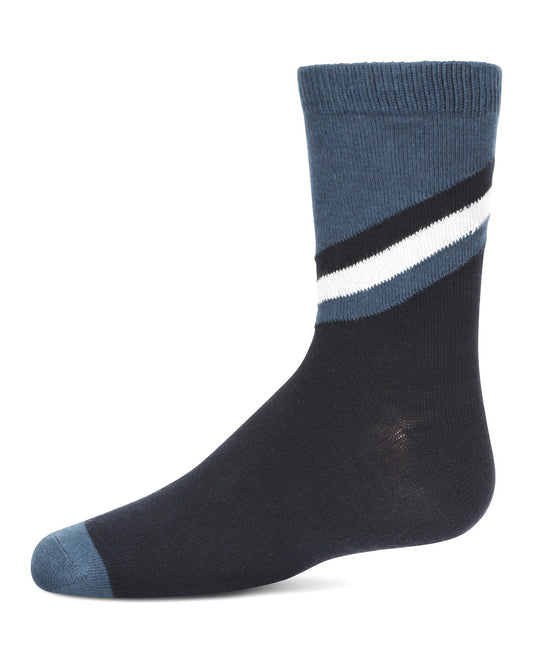 Boys' Geometric Diagonal Stripe Crew Socks