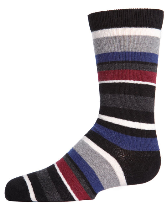 Boys' Bright Stripes Ribbed Cotton Crew Socks