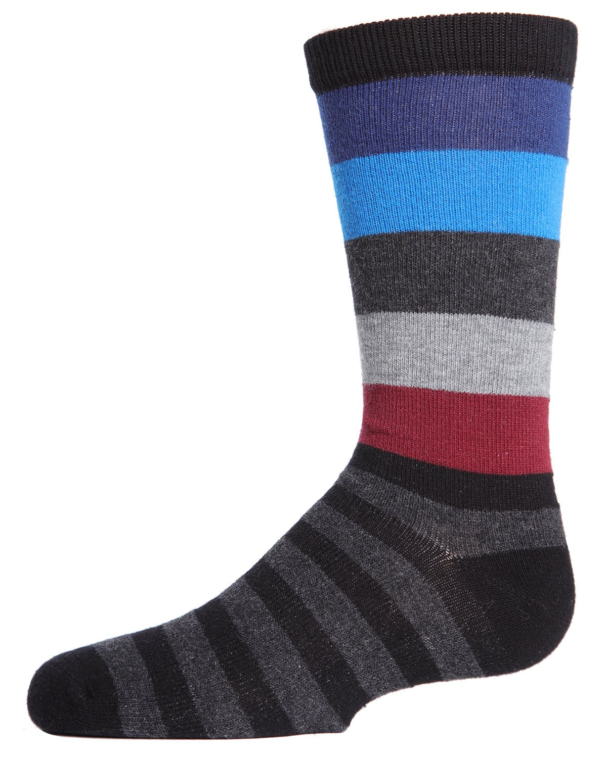 Boys Bold Stripes Cotton-Rich Fine-Gauge Crew Sock