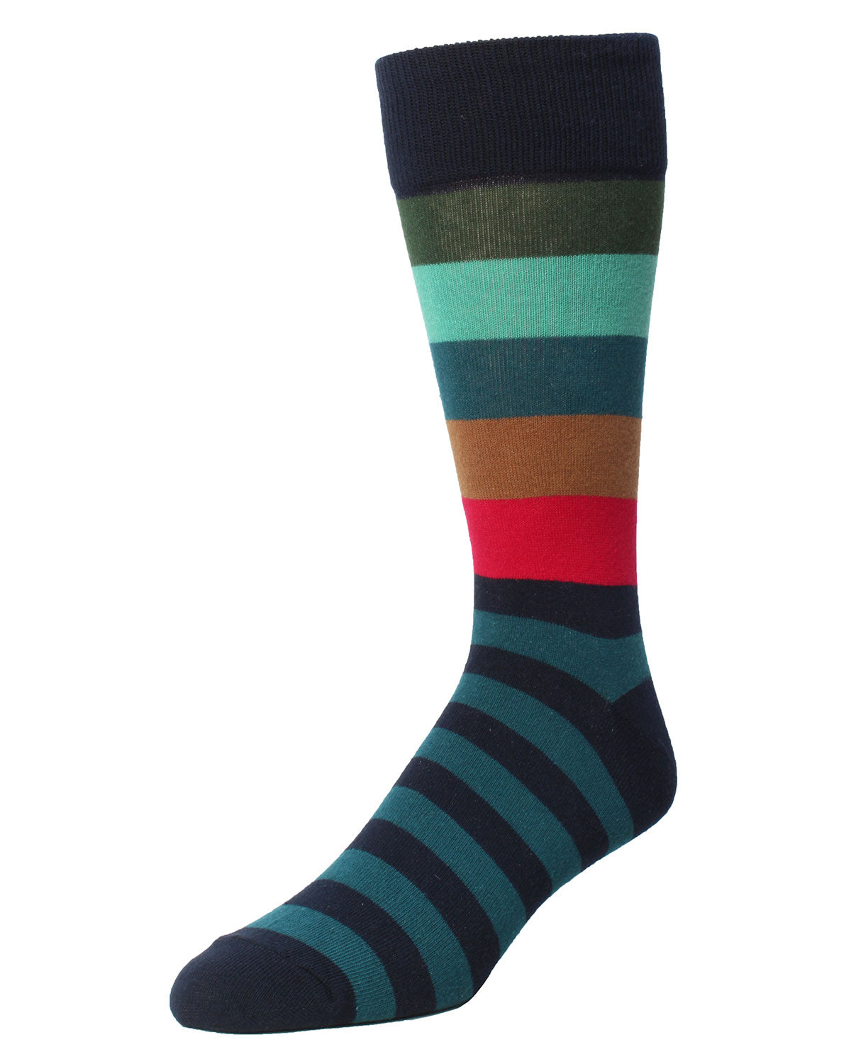 Boys Bold Stripes Cotton-Rich Fine-Gauge Crew Sock