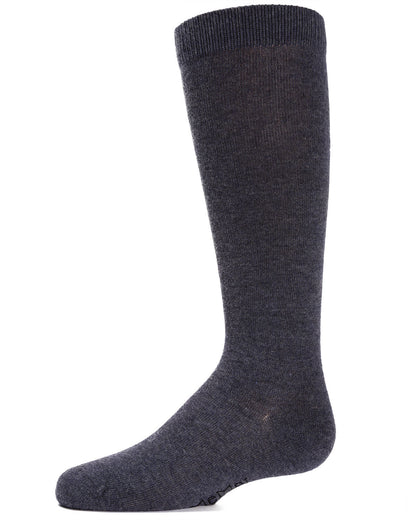 Girls Ribbed Classic Cotton-Rich Solid-Color Knee High Sock