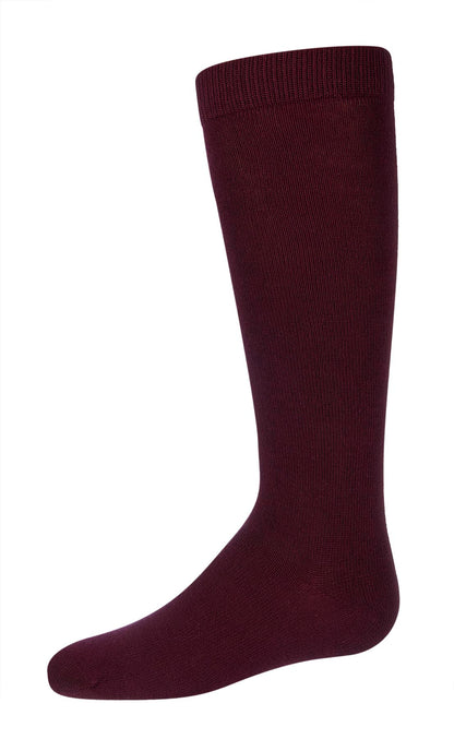 Girls Ribbed Classic Cotton-Rich Solid-Color Knee High Sock