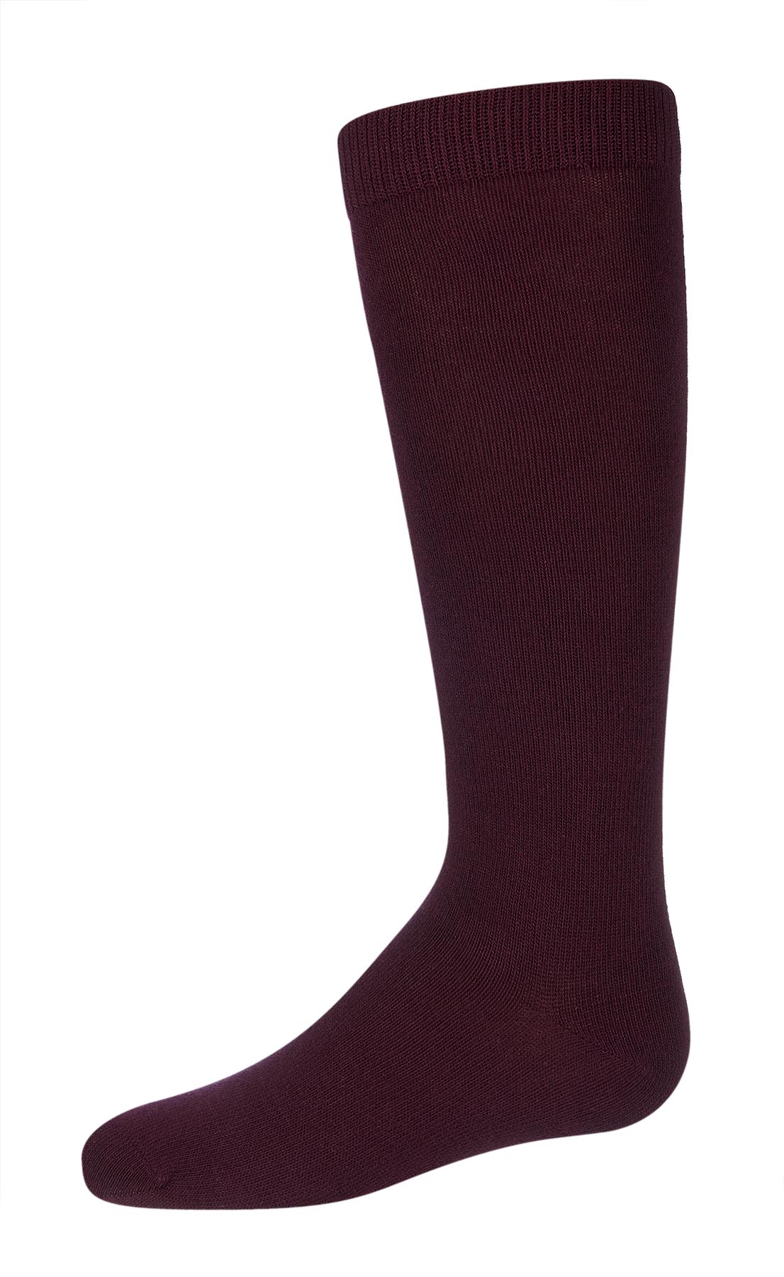 Girls Ribbed Classic Cotton-Rich Solid-Color Knee High Sock
