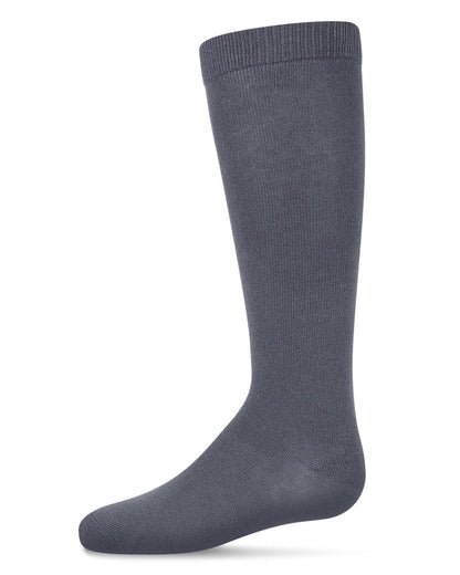 Girls Ribbed Classic Cotton-Rich Solid-Color Knee High Sock