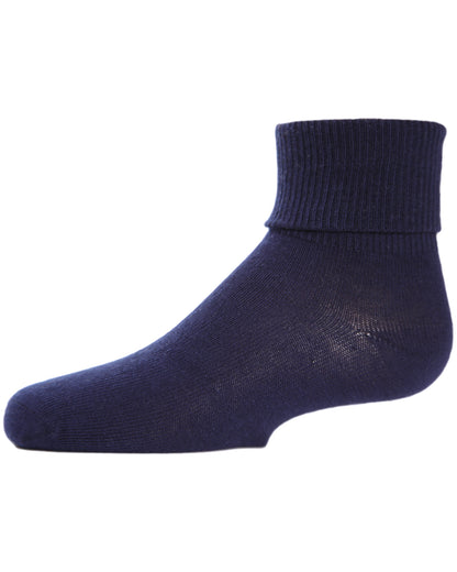 Girls Ribbed Triple-Roll-Cuff Cotton-Rich Ankle Sock