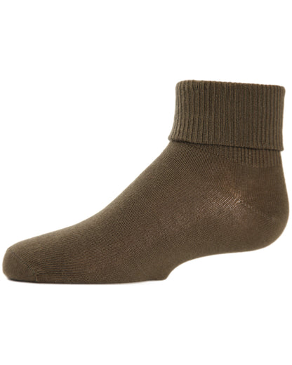 Girls Ribbed Triple-Roll-Cuff Cotton-Rich Ankle Sock