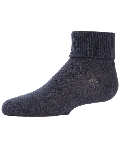 Girls Ribbed Triple-Roll-Cuff Cotton-Rich Ankle Sock