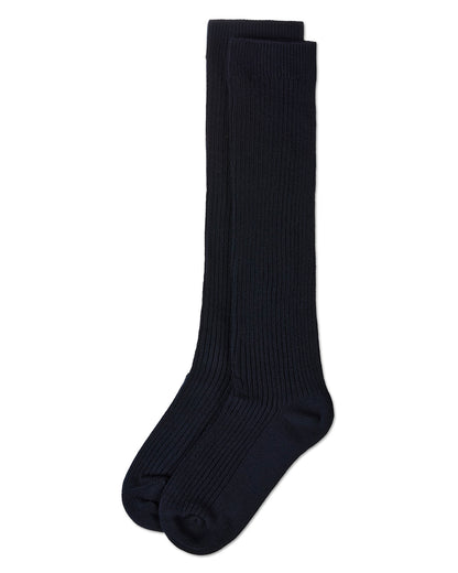 Thin Ribbed Girls Cotton Blend Knee High Sock