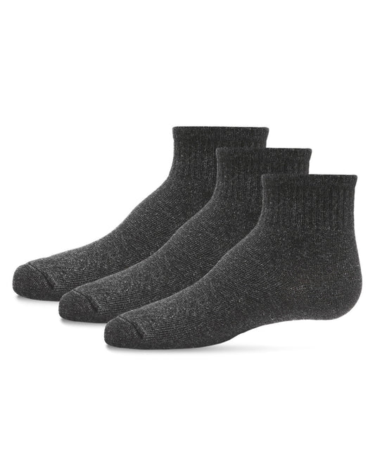 Kids' 3 Pair Pack Mid Cut Cotton Blend Socks