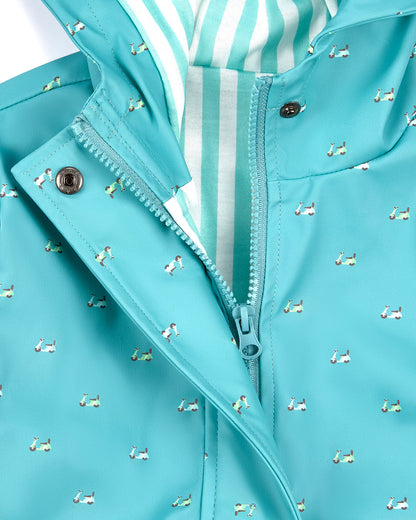 Boys "On The Move" Lined Raincoat with Attached Self-Storage Pouch