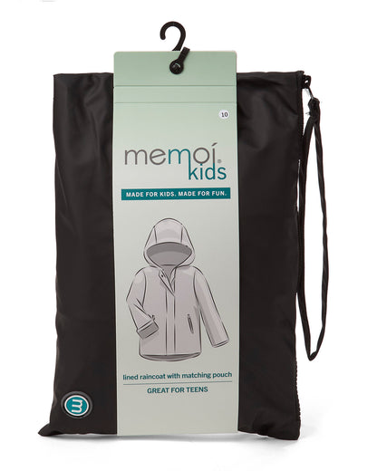 Teens Unisex Classic Hooded Lined Raincoat with Included Carry Pouch