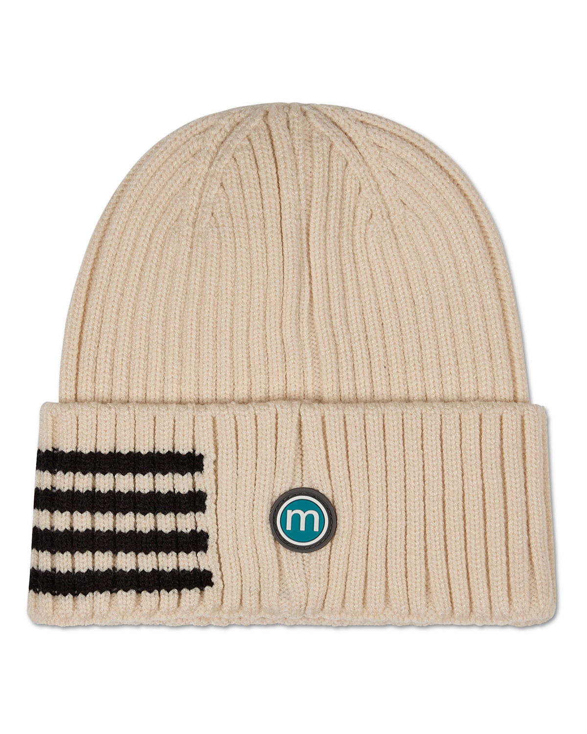 Kids Cozy Side-Stripe Ribbed Rayon-Blend Knit Beanie