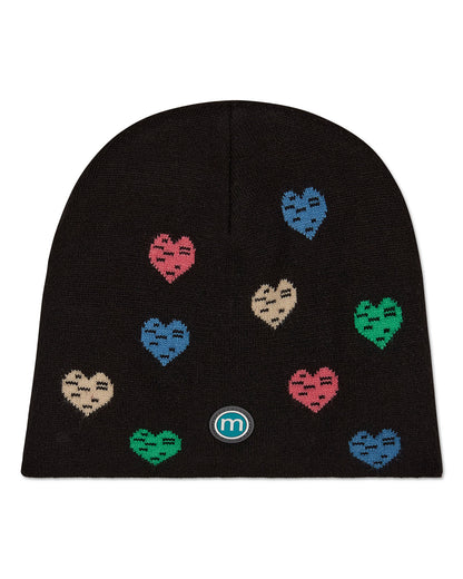 Girls Cozy "Colorful Hearts" Rayon-Blend Knit Beanie