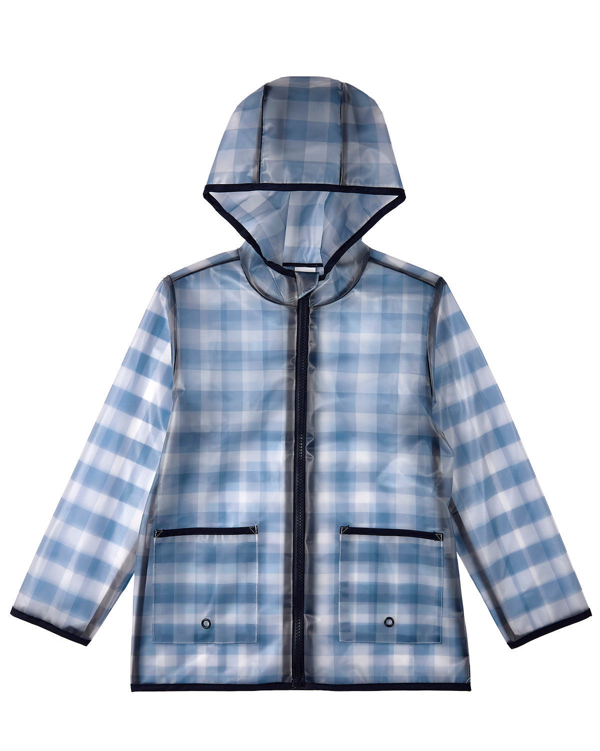 Kids "Checkmate" Checkered Raincoat with Self-Storage Pouch