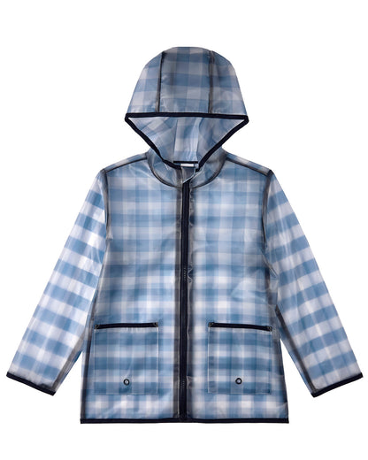 Kids "Checkmate" Checkered Raincoat with Self-Storage Pouch