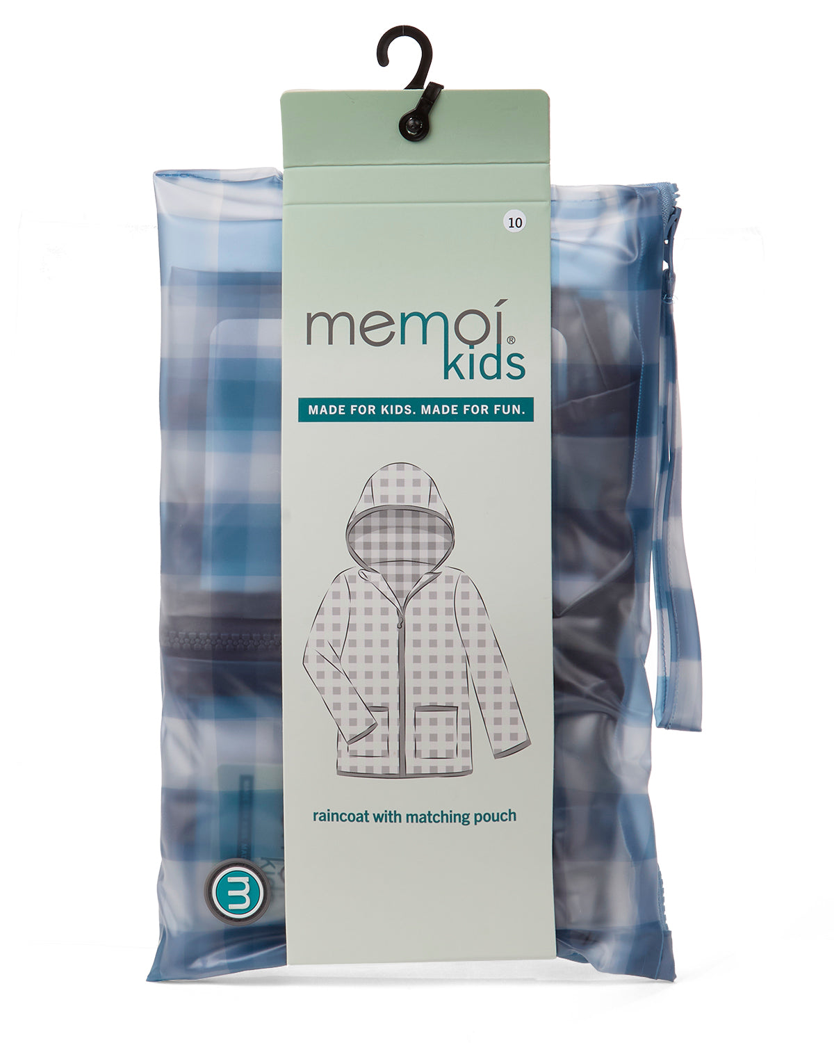 Kids "Checkmate" Checkered Raincoat with Self-Storage Pouch