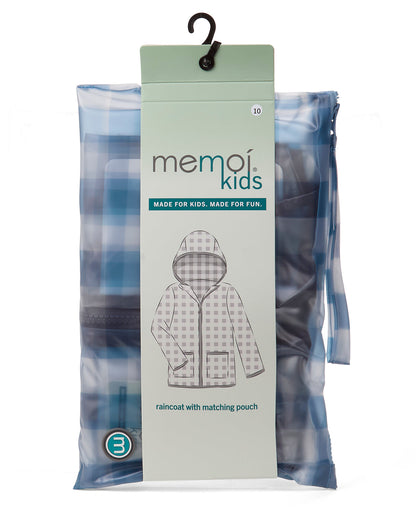 Kids "Checkmate" Checkered Raincoat with Self-Storage Pouch