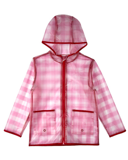 Kids "Checkmate" Checkered Raincoat with Self-Storage Pouch