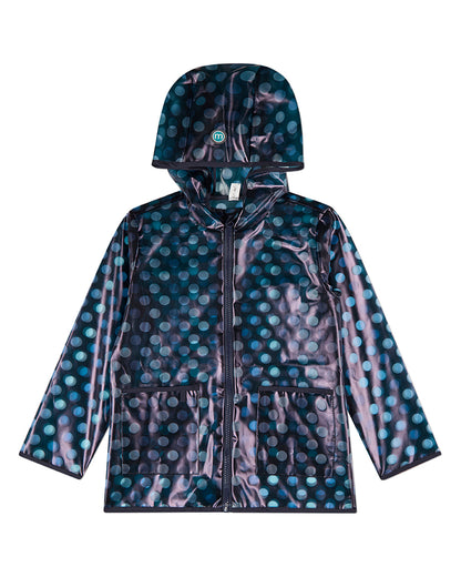 Kids Polka Dot Waterproof See-Through Raincoat with Storage Pouch