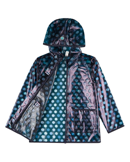 Kids Polka Dot Waterproof See-Through Raincoat with Storage Pouch