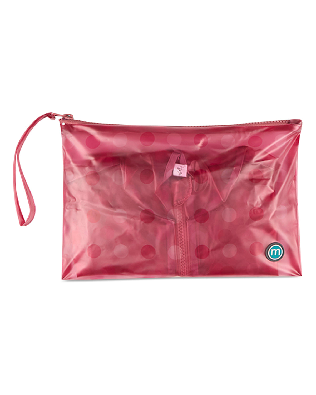 Kids Polka Dot Waterproof See-Through Raincoat with Storage Pouch