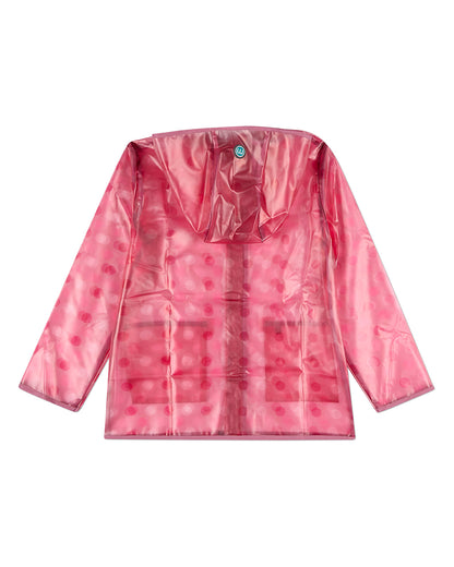 Kids Polka Dot Waterproof See-Through Raincoat with Storage Pouch