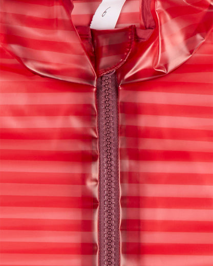 Kids Striped Translucent Waterproof Zippered Raincoat with Carry Pouch