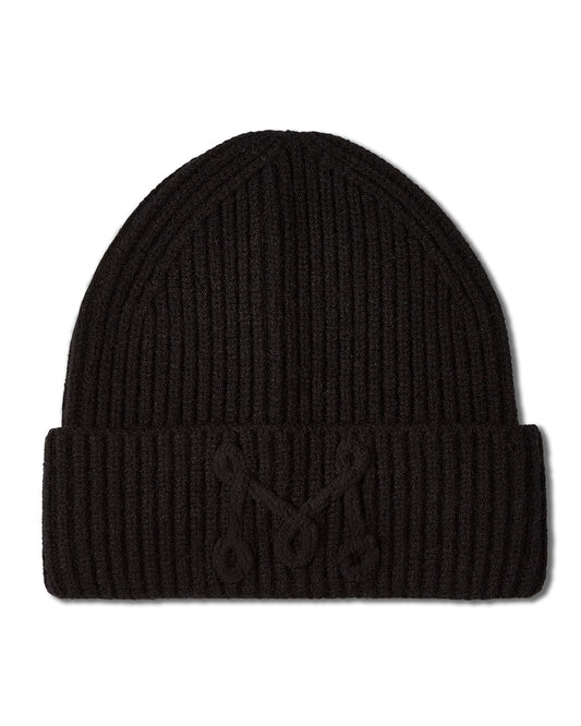 Boys Ribbed "M" Yarn-Embroidered Rayon-Blend Beanie