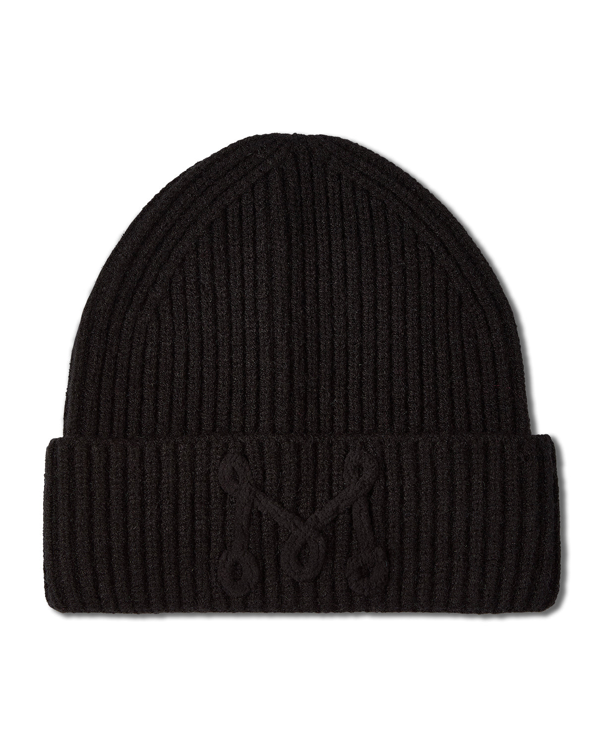Boys Ribbed "M" Yarn-Embroidered Rayon-Blend Beanie