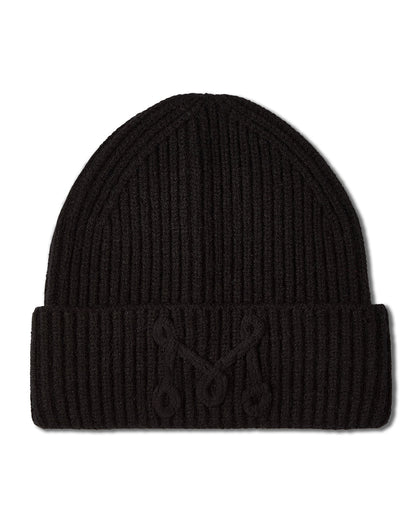 Boys Ribbed "M" Yarn-Embroidered Rayon-Blend Beanie