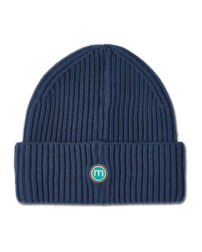 Boys Ribbed "M" Yarn-Embroidered Rayon-Blend Beanie