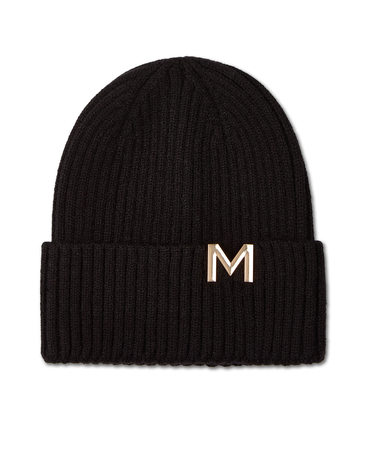 Boys Ribbed Metal M Cut-Out Design Rayon Blend Beanie