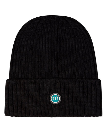 Kids Teddy Bear Crest Rayon-Blend Chunky-Ribbed Cuffed Beanie