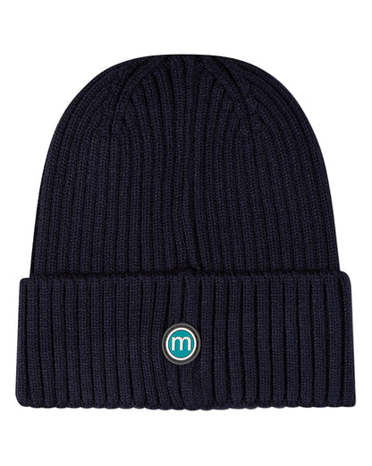 Kids Teddy Bear Crest Rayon-Blend Chunky-Ribbed Cuffed Beanie