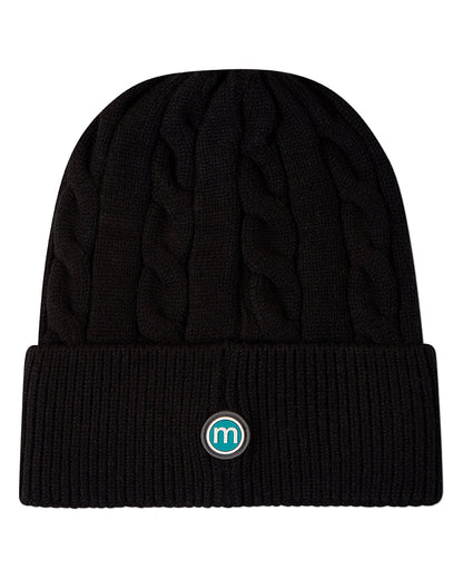 Kids "Cool Teddy" Rayon-Blend Cable-Knit Cuffed Embroidered Beanie