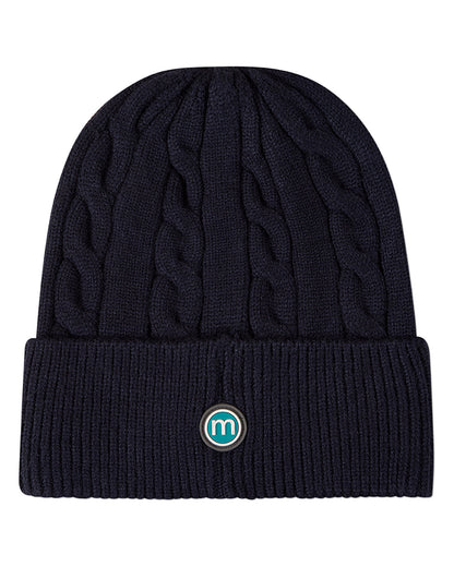 Kids "Cool Teddy" Rayon-Blend Cable-Knit Cuffed Embroidered Beanie