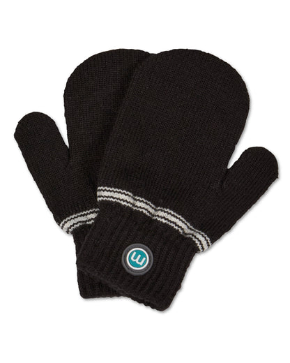 Girls Cozy Knit-In Bow Ribbed Rayon-Blend Mittens