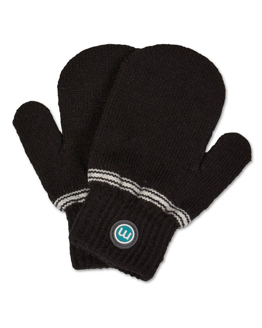 Girls Cozy Knit-In Bow Ribbed Rayon-Blend Mittens
