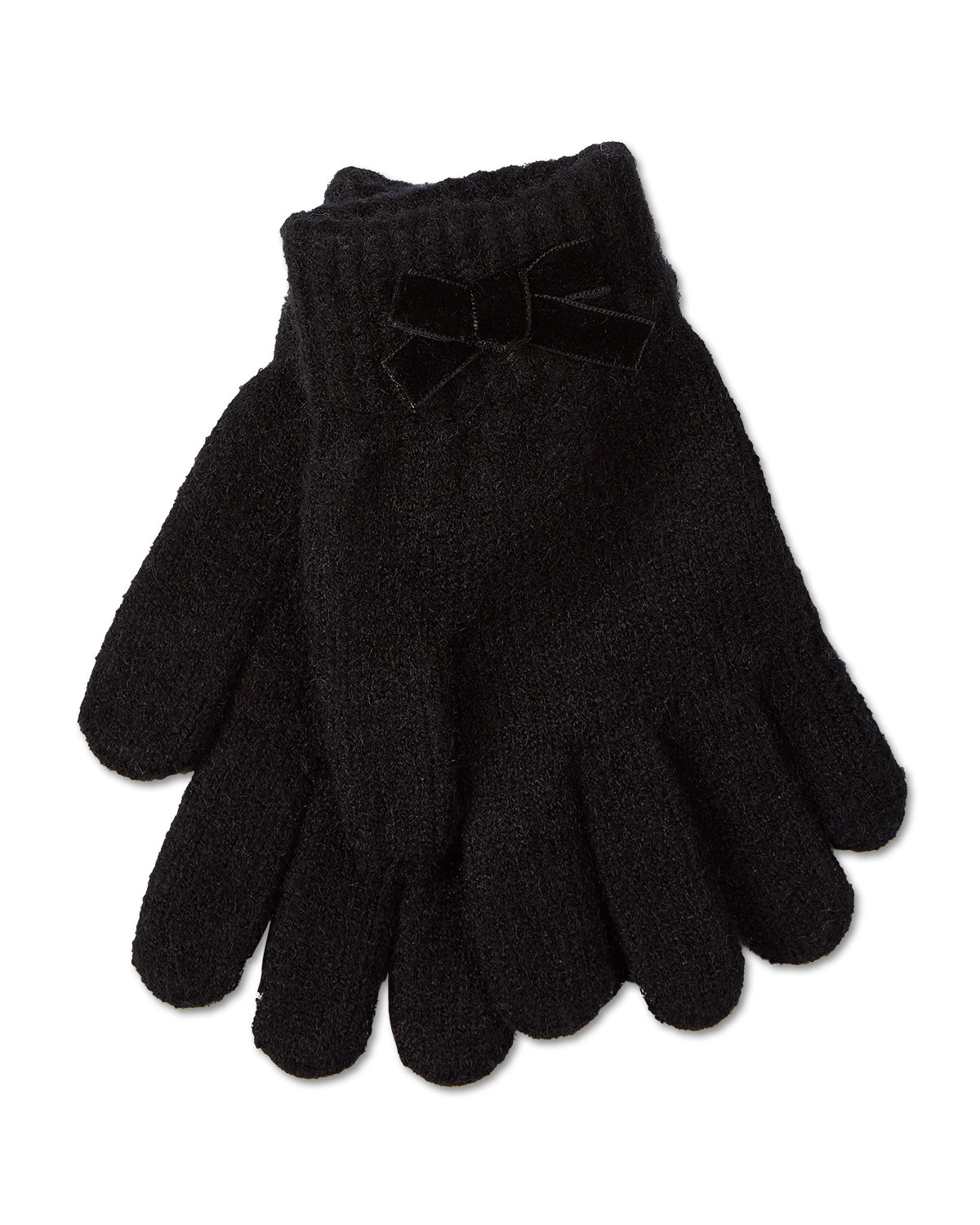 Girls Bow-Trimmed Rayon-Blend Cozy Cuffed Knit Gloves
