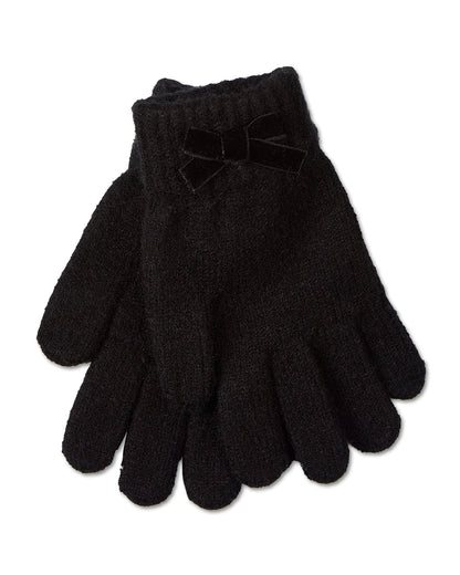 Girls Bow-Trimmed Rayon-Blend Cozy Cuffed Knit Gloves
