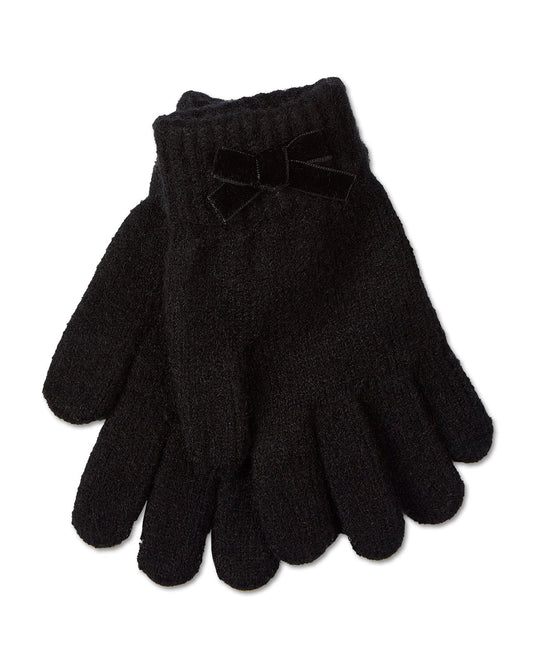 Girls Bow-Trimmed Rayon-Blend Cozy Cuffed Knit Gloves