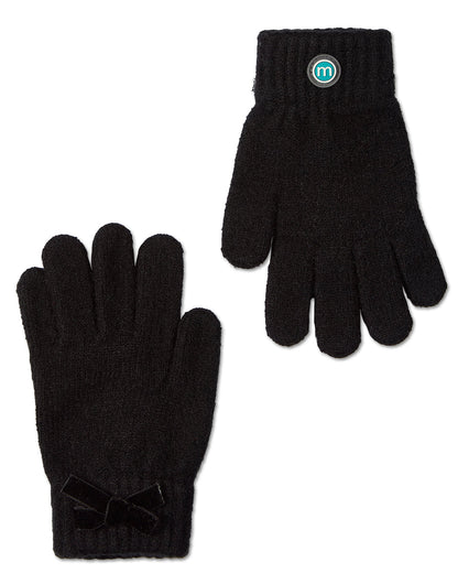 Girls Bow-Trimmed Rayon-Blend Cozy Cuffed Knit Gloves