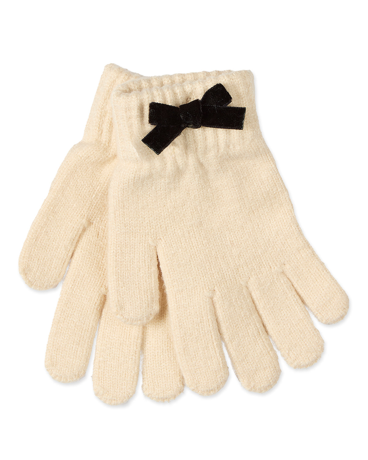 Girls Bow-Trimmed Rayon-Blend Cozy Cuffed Knit Gloves