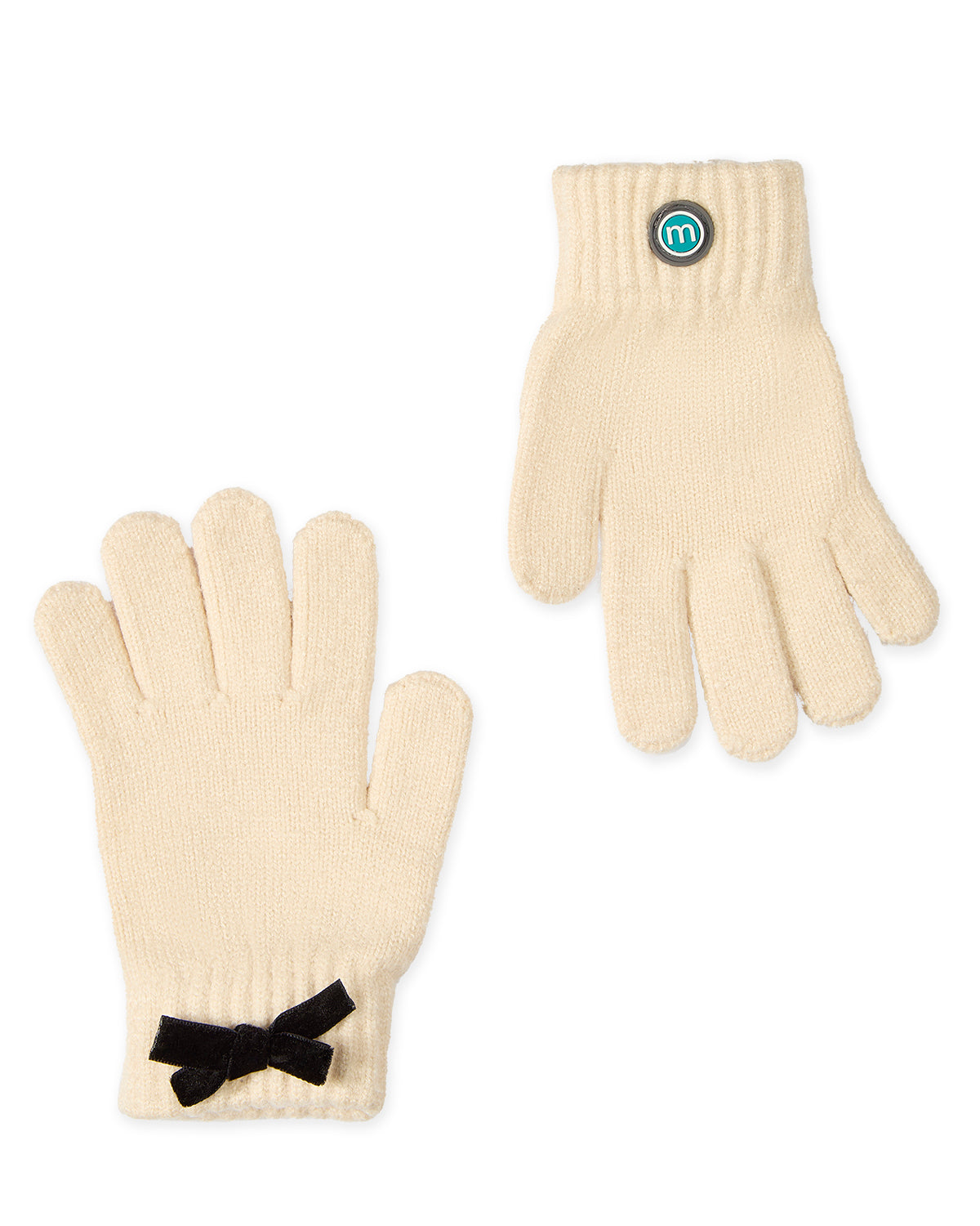 Girls Bow-Trimmed Rayon-Blend Cozy Cuffed Knit Gloves