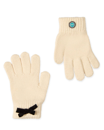 Girls Bow-Trimmed Rayon-Blend Cozy Cuffed Knit Gloves