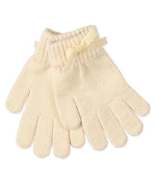 Girls Bow-Trimmed Rayon-Blend Cozy Cuffed Knit Gloves